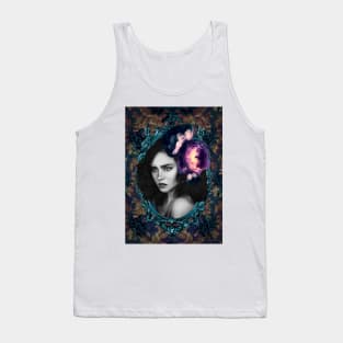 Digital Artwork Woman Art Portrait Floral Fine Artist Tank Top